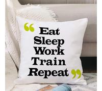 VJIZLOQB Throw Pillow Cushion Cover,Eat Sleep Work Train Repeat. Creative typographic motivational p.,Pillow Cover for Home Livingroom Couch Bed Sofa Decorate 16 x 16 in