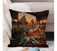 VJIZLOQB Throw Pillow Cushion Cover,Egypt leopard Ancient Egyptian Sex Lady and a tame cheetah,Pillow Cover for Home Livingroom Couch Bed Sofa Decorate 20 x 20 in