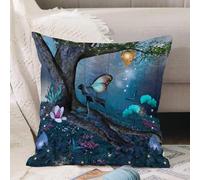 VJIZLOQB Throw Pillow Cushion Cover,Enchanted tree in the middle of the blue forest,Pillow Cover for Home Livingroom Couch Bed Sofa Decorate 20 x 20 in