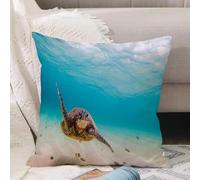 VJIZLOQB Throw Pillow Cushion Cover,Endangered Hawaiian Green Sea Turtle cruising in the warm waters of the Pacific Ocean on O,Pillow Cover for Home Livingroom Couch Bed Sofa Decorate 16 x 16 in