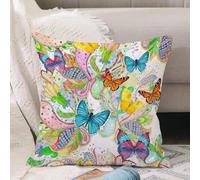 VJIZLOQB Throw Pillow Cushion Cover,ethnic seamless texture with magic flora and butterflies. watercolor painting,Pillow Cover for Home Livingroom Couch Bed Sofa Decorate 16 x 16 in