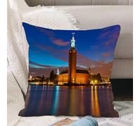 VJIZLOQB Throw Pillow Cushion Cover,European, Stockholm Scenic Night in City Hall Old Town Enchanted City Sweden View,Pillow Cover for Home Livingroom Couch Bed Sofa Decorate 20 x 20 in