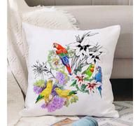 VJIZLOQB Throw Pillow Cushion Cover,Exotic parrots and beautiful flowers on white background vector illustration,Pillow Cover for Home Livingroom Couch Bed Sofa Decorate 16 x 16 in