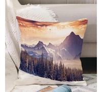 VJIZLOQB Throw Pillow Cushion Cover,Fantastic winter landscape in snowy mountains glowing by morning sunlight. Dramatic wintry,Pillow Cover for Home Livingroom Couch Bed Sofa Decorate 16 x 16 in