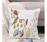 VJIZLOQB Throw Pillow Cushion Cover,Farting Music Cow Vector Illustration,Pillow Cover for Home Livingroom Couch Bed Sofa Decorate 20 x 20 in