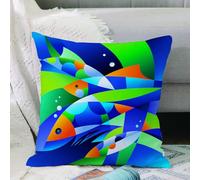 VJIZLOQB Throw Pillow Cushion Cover,Fish Abstract geometric digital cut out with The Curves of Circle Depths of,Pillow Cover for Home Livingroom Couch Bed Sofa Decorate 16 x 16 in