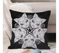 VJIZLOQB Throw Pillow Cushion Cover,five of a cat's head. Mystical sition. Halloween background tattoo art Egyptian spirituali,Pillow Cover for Home Livingroom Couch Bed Sofa Decorate 20 x 20 in
