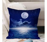 VJIZLOQB Throw Pillow Cushion Cover,Full moon in night sky with falling stars and mysterious glowing horizon. Elements of this,Pillow Cover for Home Livingroom Couch Bed Sofa Decorate 16 x 16 in