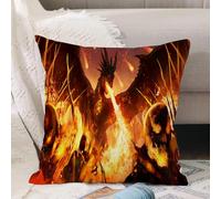 VJIZLOQB Throw Pillow Cushion Cover,furious black dragon destroys the army of the undead with a fiery breath a magical hearth,Pillow Cover for Home Livingroom Couch Bed Sofa Decorate 16 x 16 in