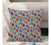 VJIZLOQB Throw Pillow Cushion Cover,Geometric,Lively Colored and 3D Styled Diamond Gemstone Figures on Black and White Backdro,Pillow Cover for Home Livingroom Couch Bed Sofa Decorate 18 x 18 in
