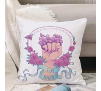 VJIZLOQB Throw Pillow Cushion Cover,Girl power concept background flat cartoon vector. Feminist quote. Woman fashion slogan,Pillow Cover for Home Livingroom Couch Bed Sofa Decorate 16 x 16 in
