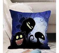 VJIZLOQB Throw Pillow Cushion Cover,Halloween illustration with different monsters aliens devils and ghosts in black silhouett,Pillow Cover for Home Livingroom Couch Bed Sofa Decorate 18 x 18 in