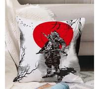 VJIZLOQB Throw Pillow Cushion Cover,hand drawing of samurai warrior with samurai word writes in kanji,Pillow Cover for Home Livingroom Couch Bed Sofa Decorate 16 x 16 in