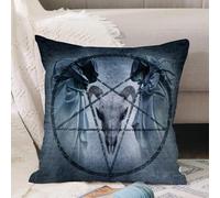 VJIZLOQB Throw Pillow Cushion Cover,horror concept of a double exposure of a pentagram. With an animal skull and dark scary fo,Pillow Cover for Home Livingroom Couch Bed Sofa Decorate 16 x 16 in