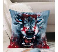 VJIZLOQB Throw Pillow Cushion Cover,Illustration of Angry wolf head on colorful abstract background,Pillow Cover for Home Livingroom Couch Bed Sofa Decorate 16 x 16 in
