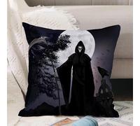 VJIZLOQB Throw Pillow Cushion Cover,Illustration - Silhouette of a Grim Reaper or fantasy evil spirit in a graveyard at night,Pillow Cover for Home Livingroom Couch Bed Sofa Decorate 16 x 16 in