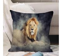 VJIZLOQB Throw Pillow Cushion Cover,Include male lion in the smoke on dark background,Pillow Cover for Home Livingroom Couch Bed Sofa Decorate 18 x 18 in