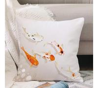 VJIZLOQB Throw Pillow Cushion Cover,Koi fish, traditional asian sacred spotty koi characters carp oriental sign of lie,Pillow Cover for Home Livingroom Couch Bed Sofa Decorate 16 x 16 in