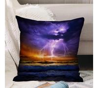 VJIZLOQB Throw Pillow Cushion Cover,Lake Decor,Epic Lightning and Storm on the Sea Wave Horizon Bad Weather Atmosphere,Pillow Cover for Home Livingroom Couch Bed Sofa Decorate 18 x 18 in