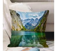 VJIZLOQB Throw Pillow Cushion Cover,Landscape, Serene Obersee mountain lake in the valley of the Alps Germany nature picture,Pillow Cover for Home Livingroom Couch Bed Sofa Decorate 16 x 16 in