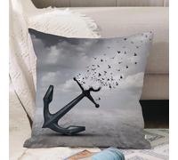 VJIZLOQB Throw Pillow Cushion Cover,Letting go psychology concept as a heavy anchor transforming into a flying group of birds,Pillow Cover for Home Livingroom Couch Bed Sofa Decorate 16 x 16 in