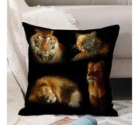 VJIZLOQB Throw Pillow Cushion Cover,Lion Tiger Cheetah Pattern African Wildlife Park,Pillow Cover for Home Livingroom Couch Bed Sofa Decorate 16 x 16 in