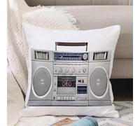 VJIZLOQB Throw Pillow Cushion Cover,Listening Speaker Silver Radio Boom Box Cassette Technology DJ Vintage Band Stereo,Pillow Cover for Home Livingroom Couch Bed Sofa Decorate 16 x 16 in