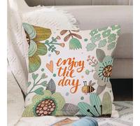 VJIZLOQB Throw Pillow Cushion Cover,Lovely enjoy the day concept floral design in vector. Awesome flowers made in watercolor t,Pillow Cover for Home Livingroom Couch Bed Sofa Decorate 16 x 16 in