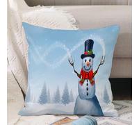 VJIZLOQB Throw Pillow Cushion Cover,Magical winter snowman background and Christmas Holiday celebration landscape with a happy,Pillow Cover for Home Livingroom Couch Bed Sofa Decorate 16 x 16 in