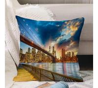 VJIZLOQB Throw Pillow Cushion Cover,Manhattan, New York City. Spectacular sunset city view,Pillow Cover for Home Livingroom Couch Bed Sofa Decorate 16 x 16 in