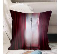 VJIZLOQB Throw Pillow Cushion Cover,microphone in front of red curtain on an empty stage after the concert smoke,Pillow Cover for Home Livingroom Couch Bed Sofa Decorate 16 x 16 in