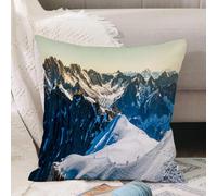 VJIZLOQB Throw Pillow Cushion Cover,Mont Blanc Chamonix French Alps. France. - tourists climbing up the mountain (2),Pillow Cover for Home Livingroom Couch Bed Sofa Decorate 16 x 16 in