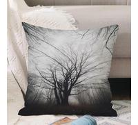 VJIZLOQB Throw Pillow Cushion Cover,Nature, Vertical Photo of Autumn Tree in the Dark, Foggy Mist Fog,Pillow Cover for Home Livingroom Couch Bed Sofa Decorate 18 x 18 in