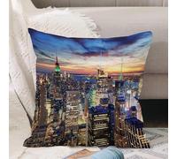 VJIZLOQB Throw Pillow Cushion Cover,New York,Skyline of NYC with Urban Skyscrapers at Sunset Dawn Streets USA Architecture,Pillow Cover for Home Livingroom Couch Bed Sofa Decorate 18 x 18 in