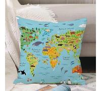 VJIZLOQB Throw Pillow Cushion Cover,North America flora and fauna map flat elements. Animals birds and sea life big set. Build,Pillow Cover for Home Livingroom Couch Bed Sofa Decorate 16 x 16 in