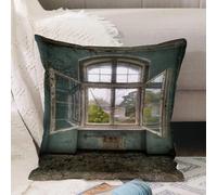 VJIZLOQB Throw Pillow Cushion Cover,Old Empty House with Wooden Window,Pillow Cover for Home Livingroom Couch Bed Sofa Decorate 16 x 16 in