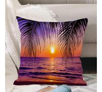 VJIZLOQB Throw Pillow Cushion Cover,Palm, tropical beach under shade at sunset. Ocean Waves. Serenity in the nature paradise (,Pillow Cover for Home Livingroom Couch Bed Sofa Decorate 16 x 16 in