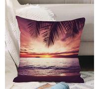VJIZLOQB Throw Pillow Cushion Cover,Palm, tropical beach under shade at sunset. Ocean Waves. Serenity in the nature paradise,Pillow Cover for Home Livingroom Couch Bed Sofa Decorate 18 x 18 in