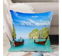 VJIZLOQB Throw Pillow Cushion Cover,Panorama amazed nature scenic landscape Maya Bay with boat for traveler Attraction famous,Pillow Cover for Home Livingroom Couch Bed Sofa Decorate 18 x 18 in