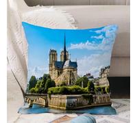 VJIZLOQB Throw Pillow Cushion Cover,Paris Decor, Cathedrale Notre Dame De Paris Ancient Monumental Travel Destinations City,Pillow Cover for Home Livingroom Couch Bed Sofa Decorate 16 x 16 in