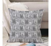 VJIZLOQB Throw Pillow Cushion Cover,Paris,Vintage Monochrome Image Seine River Notre Dame Cute Dov,Pillow Cover for Home Livingroom Couch Bed Sofa Decorate 16 x 16 in