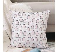VJIZLOQB Throw Pillow Cushion Cover,Penguin,Doodle Style Cartoon Animals from Antarctica with Crowns on a Dotte,Pillow Cover for Home Livingroom Couch Bed Sofa Decorate 18 x 18 in
