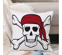 VJIZLOQB Throw Pillow Cushion Cover,pirate skull red bandana and bones,Pillow Cover for Home Livingroom Couch Bed Sofa Decorate 18 x 18 in