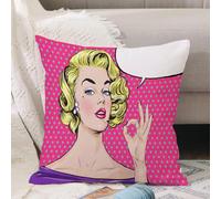 VJIZLOQB Throw Pillow Cushion Cover,Pop art blonde girl. Ok hand. Empty speech bubble. Text box. Pink dots background. Vector,Pillow Cover for Home Livingroom Couch Bed Sofa Decorate 16 x 16 in