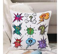 VJIZLOQB Throw Pillow Cushion Cover,Pop Art Speech Bubble Question Mark,Pillow Cover for Home Livingroom Couch Bed Sofa Decorate 18 x 18 in