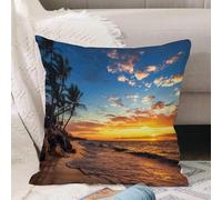 VJIZLOQB Throw Pillow Cushion Cover,Punta Cana sunrise Landscape of paradise tropical beach,Pillow Cover for Home Livingroom Couch Bed Sofa Decorate 20 x 20 in