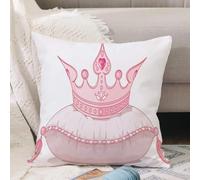 VJIZLOQB Throw Pillow Cushion Cover,Queen, cartoon style Cute pink princess crown on Fairy Tail,Pillow Cover for Home Livingroom Couch Bed Sofa Decorate 18 x 18 in