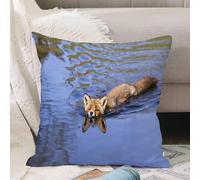 VJIZLOQB Throw Pillow Cushion Cover,Red Fox Swimming in the Water,Pillow Cover for Home Livingroom Couch Bed Sofa Decorate 18 x 18 in