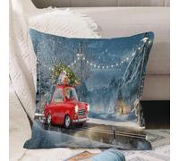 VJIZLOQB Throw Pillow Cushion Cover,Santa claus in Cute little retro car with decorated christmas tree on top goes by wonderfu,Pillow Cover for Home Livingroom Couch Bed Sofa Decorate 16 x 16 in