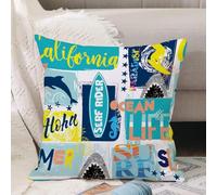 VJIZLOQB Throw Pillow Cushion Cover,seamless abstract summer pattern with surfer shark dolphin bright colors for textiles prin,Pillow Cover for Home Livingroom Couch Bed Sofa Decorate 16 x 16 in